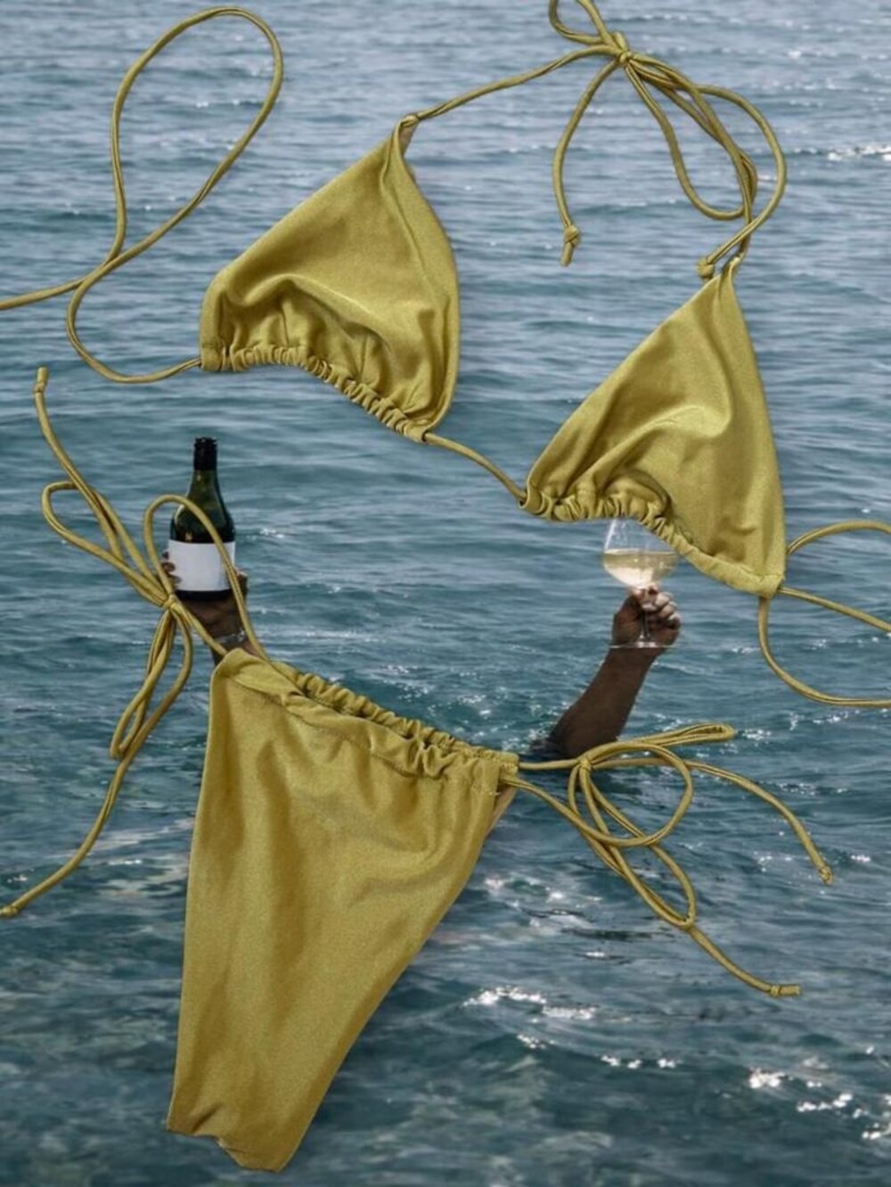 Mermaid Swimwear shimmery golden yellow Brazilian bikini set ⭐️ thong bottom